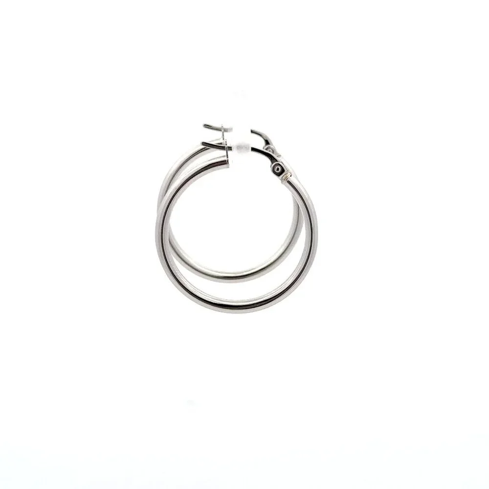 18K White Gold Earrings Hoops Loops 1.35 grams - Picture 9 of 9